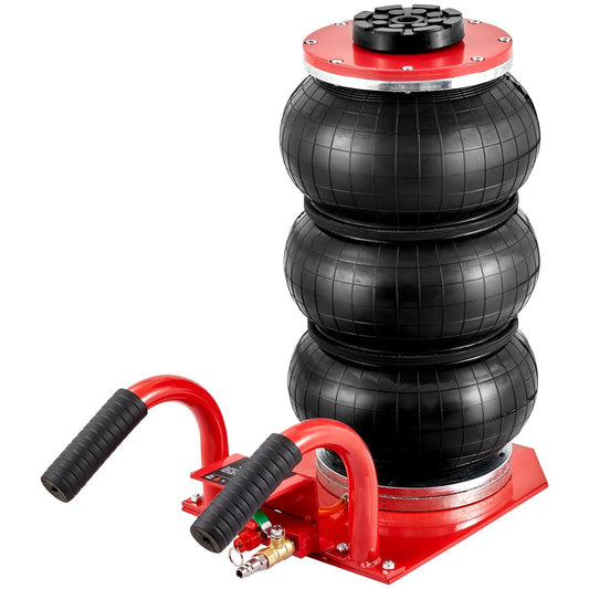VEVOR Pneumatic Jack 3T 140-450mm Pneumatic Lifting Jack 0.8-1.0MPa Inflatable Jack 3 Air Cushions Fast Lifting Easy Portable for Repair Maintenance Car SUV Workshop Garage Red