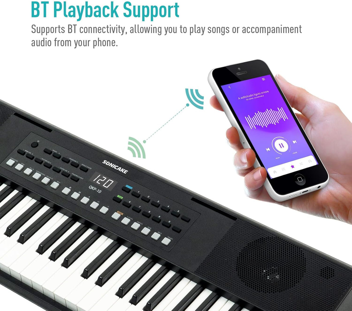 Keyboard 61 Toetsen Draagbaar – Piano – Muziekkeyboard – Digitale Piano – Toetsenbord – Bluetooth En Hoofdtelefoonaansluiting – 300 Tonen En 300 Ritmes