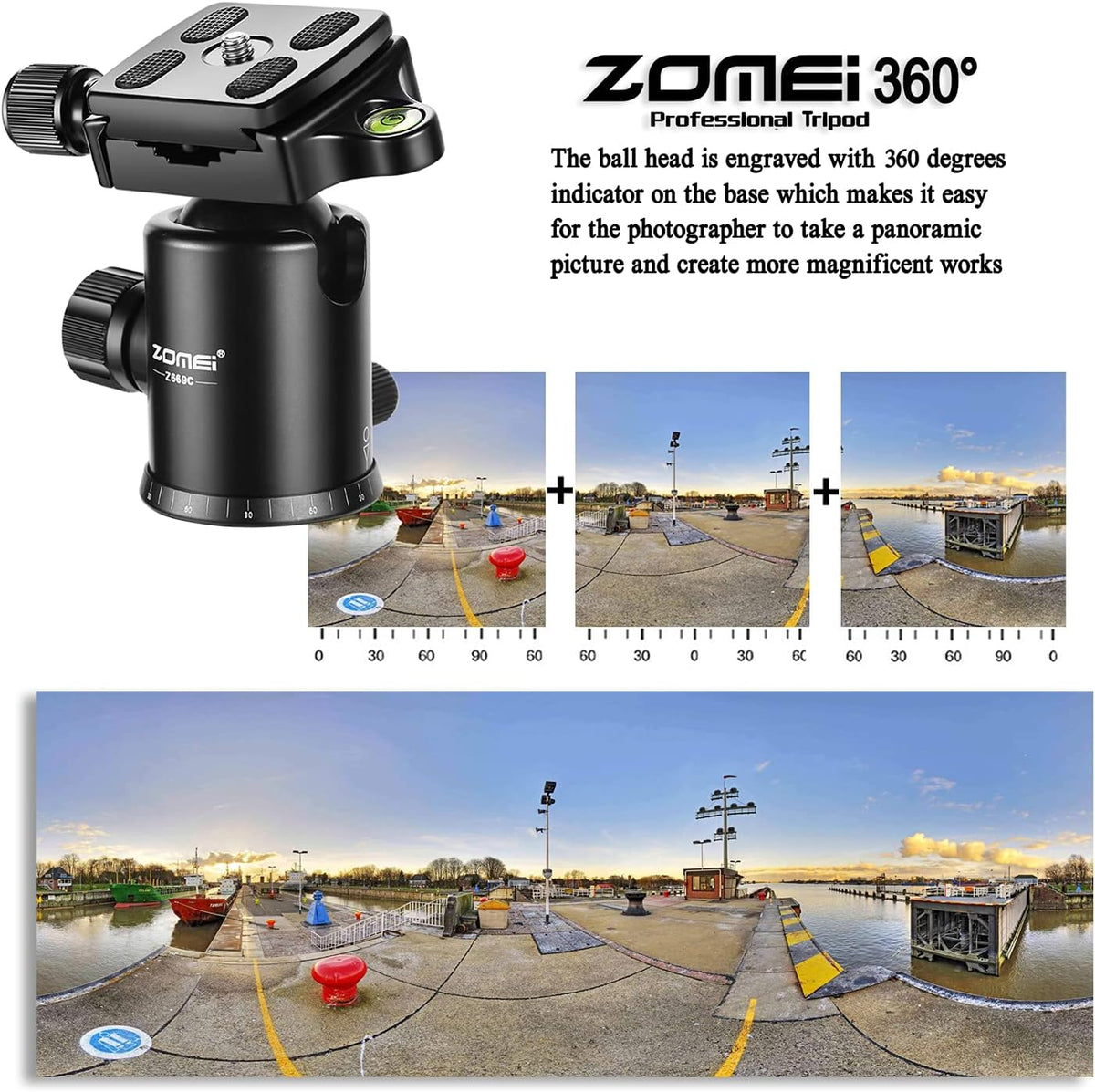 ZOMEi Camerastatief Z669C 151 cm met kogelkop van koolstofvezel carbon, professioneel lichtgewicht statief, reisstatief, monopod