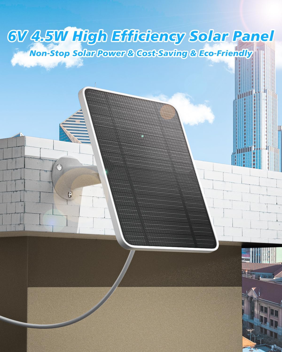 Zonnepaneellader compatibel met Arlo Ultra/Ultra 2/Pro 3/Pro 4/Pro 3 schijnwerper beveiligingscamera, 5V 4W zonnepanelen opladen IP65 weerbestendig met 10ft oplaadkabel verstelbare wandmontage, 4