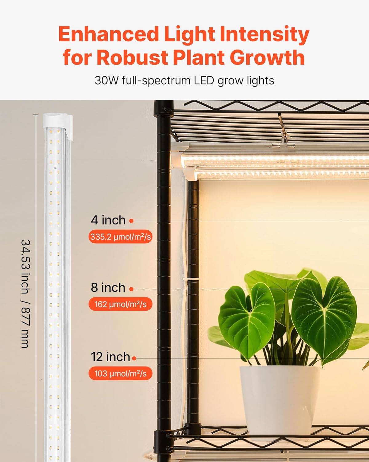 VEVOR Indoor Greenhouse with Grow Lights, Plant Stand with 4 Levels, Display Height 150 cm with Transparent Cover, Timer and Hygrometer, 180 W Full Spectrum Attachment Lights - QUORE