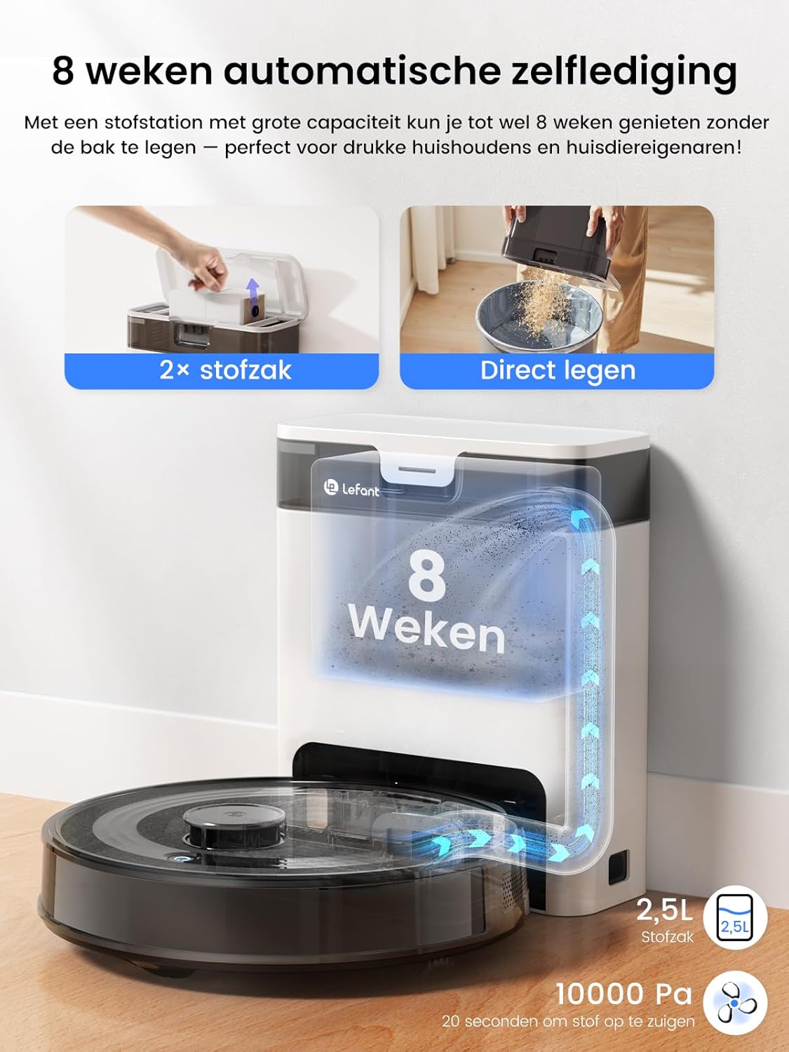 LEFANT M2S Pro robotstofzuiger, zwart