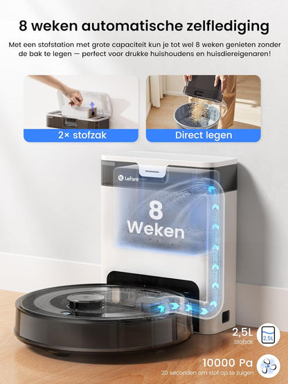 LEFANT M2S Pro robotstofzuiger, zwart