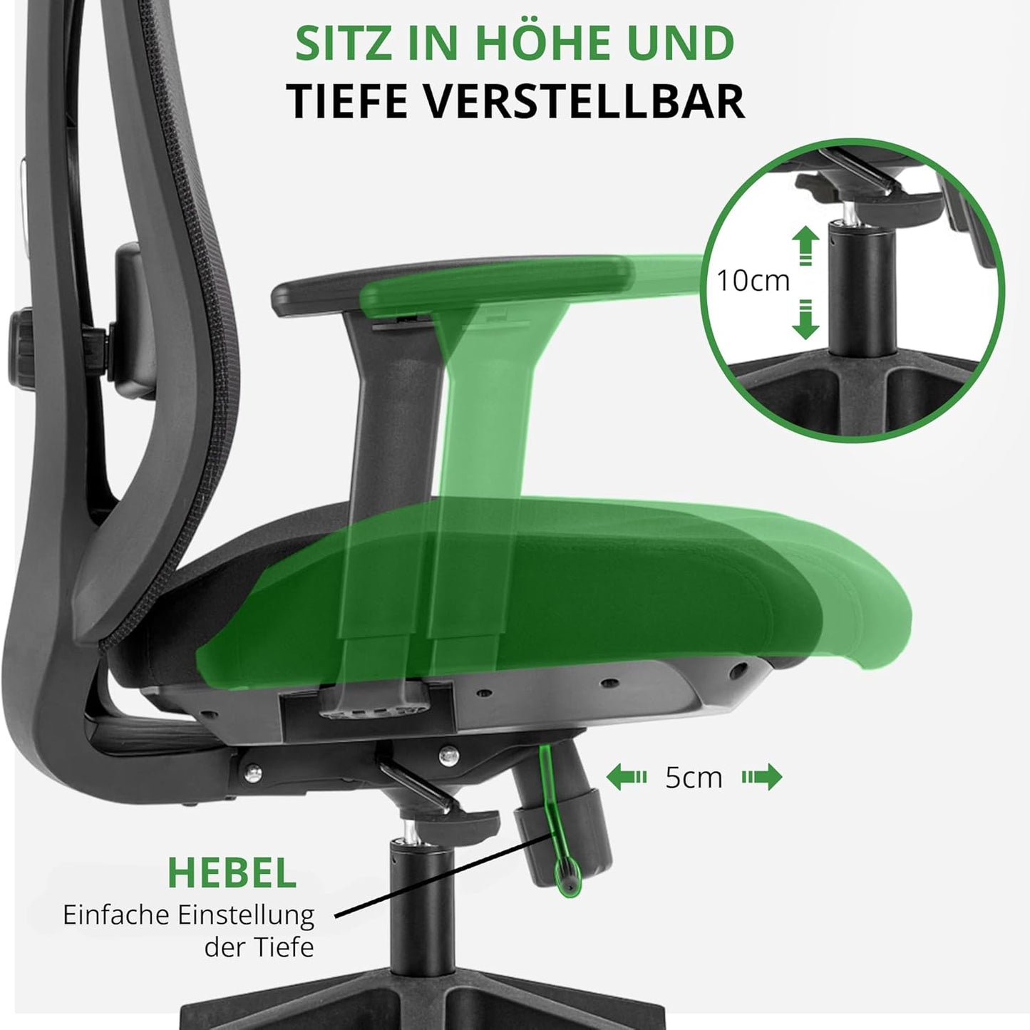 Ergonomische Bureaustoel Voor Volwassenen – Office Chair – Werkstoel – Bureaustoel Zwart – Bureaustoel Met Hoofdsteun – Volledig Verstelbaar – EN-1335 Gecertificeerd