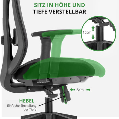 Ergonomische Bureaustoel Voor Volwassenen – Office Chair – Werkstoel – Bureaustoel Zwart – Bureaustoel Met Hoofdsteun – Volledig Verstelbaar – EN-1335 Gecertificeerd