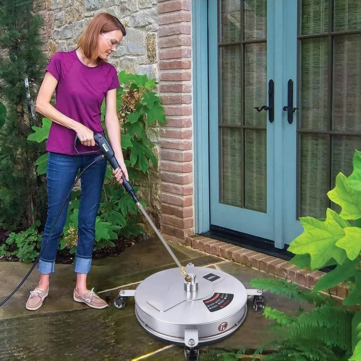 Hogedrukreiniger 4000 psi – oppervlak 13 inch 4 wielen, roestvrijstalen behuizing, snelkoppeling 1/4 inch, stroomaansluiting + 2 wanden/sproeiers, 2 accessoires inbegrepen (13 inch)