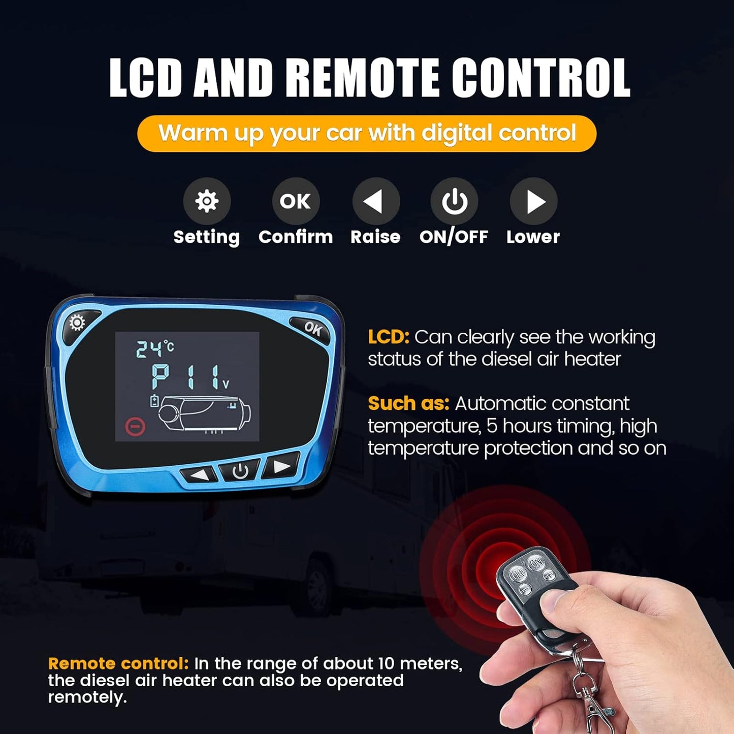 Dieselluchtverwarmer – Dieselverwarmer – Luchtverhitter – Heater – Cabin Heater – 8 kW Vermogen – Afstandsbediening Met LCD-scherm
