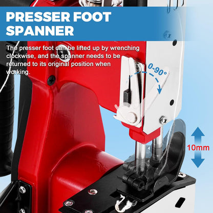 Draagbare Elektrische Zakken Sluitmachine Rood – Zak Stitcher Machine – Zak Dichter – Zakken Naaimachine – Tas Sluitmachine – 190 W Koperen Motor – Instelbare Steeklengte 7-10 mm