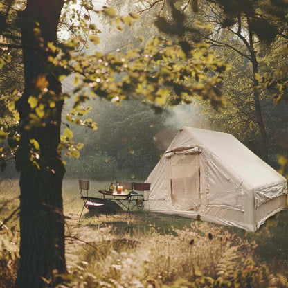 Opblaasbare tent, eenvoudige opbouw, campingtent, pop-up outdoortent met handpomp voor 3-5 personen, 300D Oxford, 4-seizoenen, water- en winddicht, met mesh-ramen, voor vrienden, familie, reizen