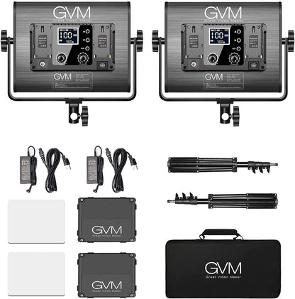 GVM RGB videolichtpaneel met softbox, 45 W led-fotografielamp met lichtstatief, app-bediening, 15000 lux/0,5 m, 3200 K-5600 K, studio-continu licht voor video-opnames, YouTube Streaming, CRI97+ 18