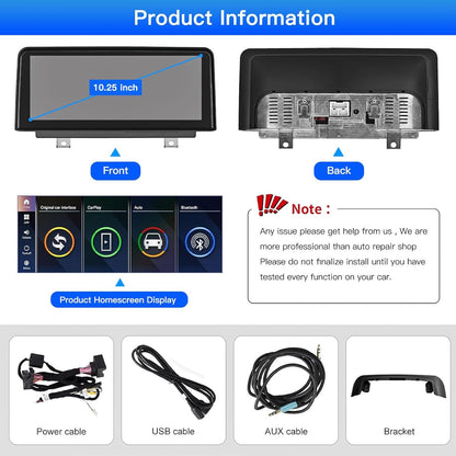 10,25 Inch Touchscreen Autoradio – Draadloze Multimedia Speler – CarPlay Android Auto Receiver – BMW 3 Serie 4 Serie (2012-2015) – Hoge Resolutie 1920x720 – Originele Functies Behouden - QUORE