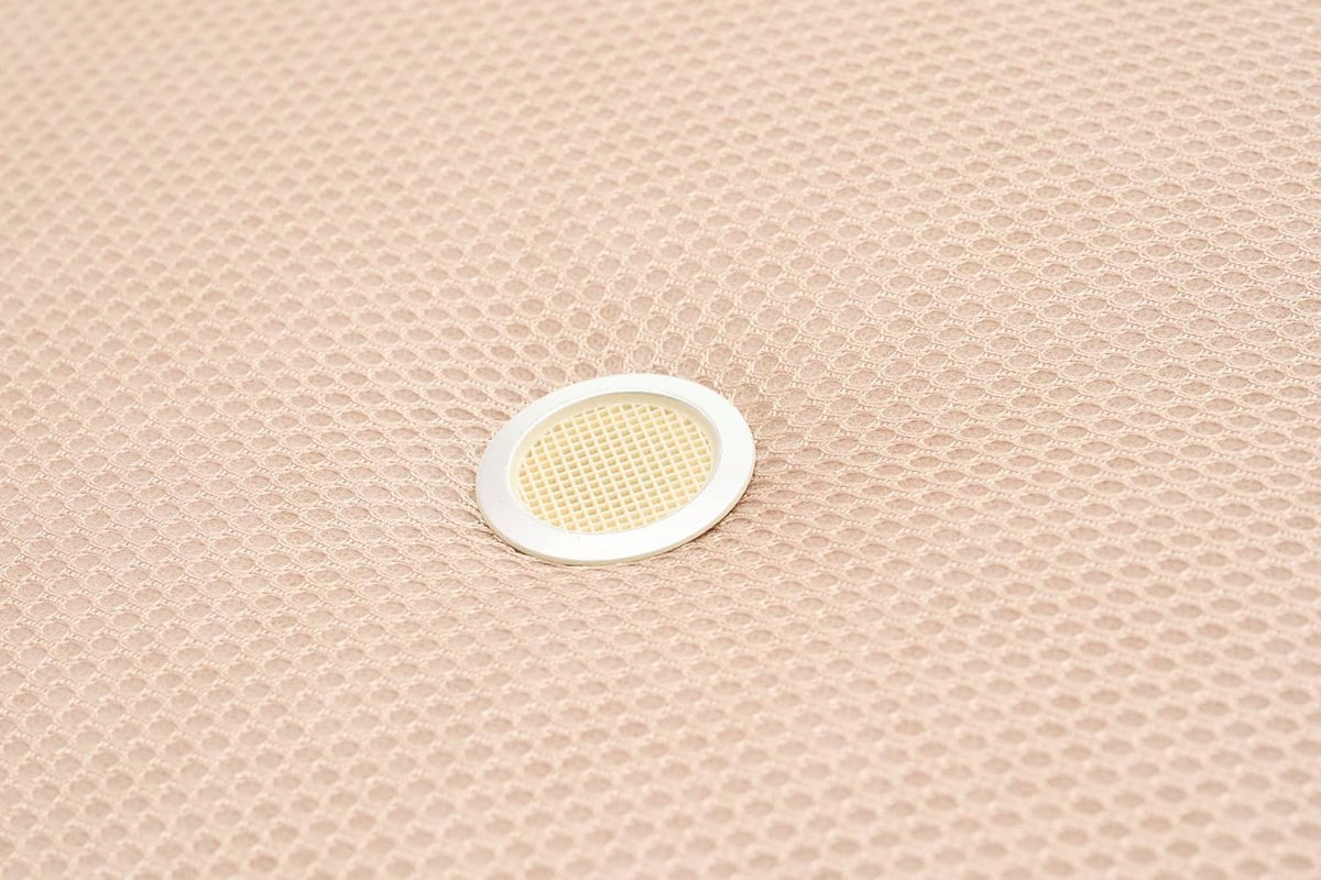 HOGAR24 ES Gevoerde bodem in beige, ademend 3D-weefsel, versterkte structuur, stabiliteit en duurzaamheid, met 6 poten à 26 cm, afmetingen: 90 x 200 cm