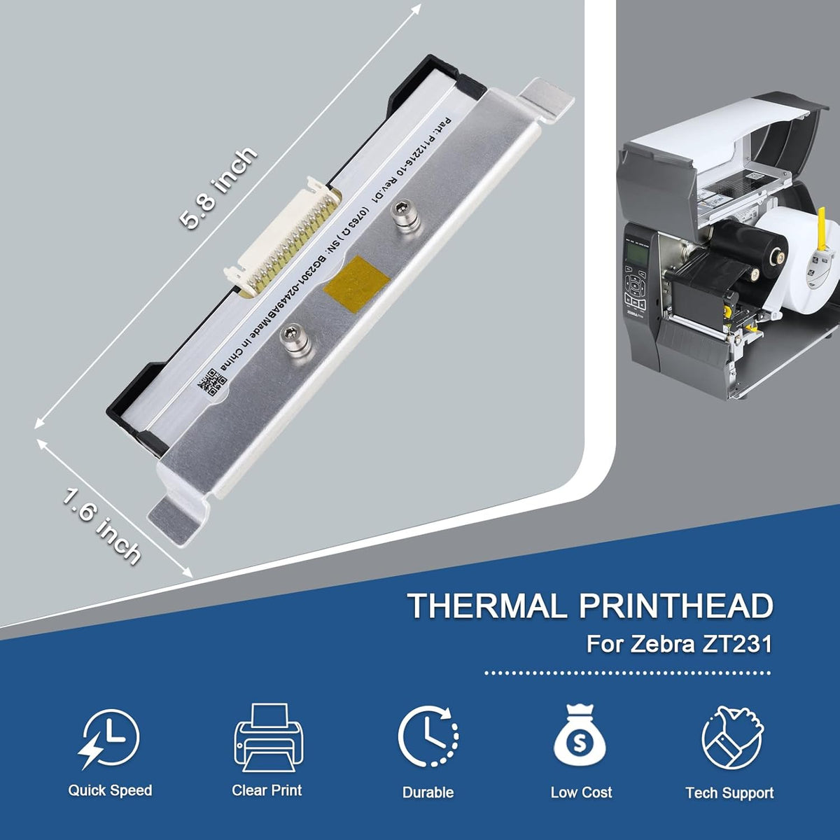 Nieuwe P1123335-012 Thermische Printkop Voor Zebra ZT111 ZT211 ZT231 Label Barcode 200DPI Printer Hoofd OEM Vervanging Onderdelen