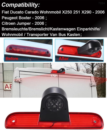 Auto derde remlicht achteruitrijcamera + 7 inch LCD TFT monitor nachtzicht IR HD achteruitrijcamera voor Van Fiat Ducato X250 X290/Peugeot Boxter/Citroen Jumper