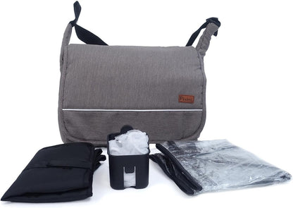 Pixini Neyla Combi kinderwagen met stoffen kuip, buggy, luiertas, drankhouder, regenzeil, muggennet, aankleedkussen (goud/bruin)