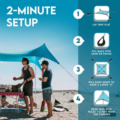 Neso Gigante Beach Tent, 2.5m High, 3.3m x 3.3m (11ft), Reinforced Corners and Cooler Compartment (Colour)