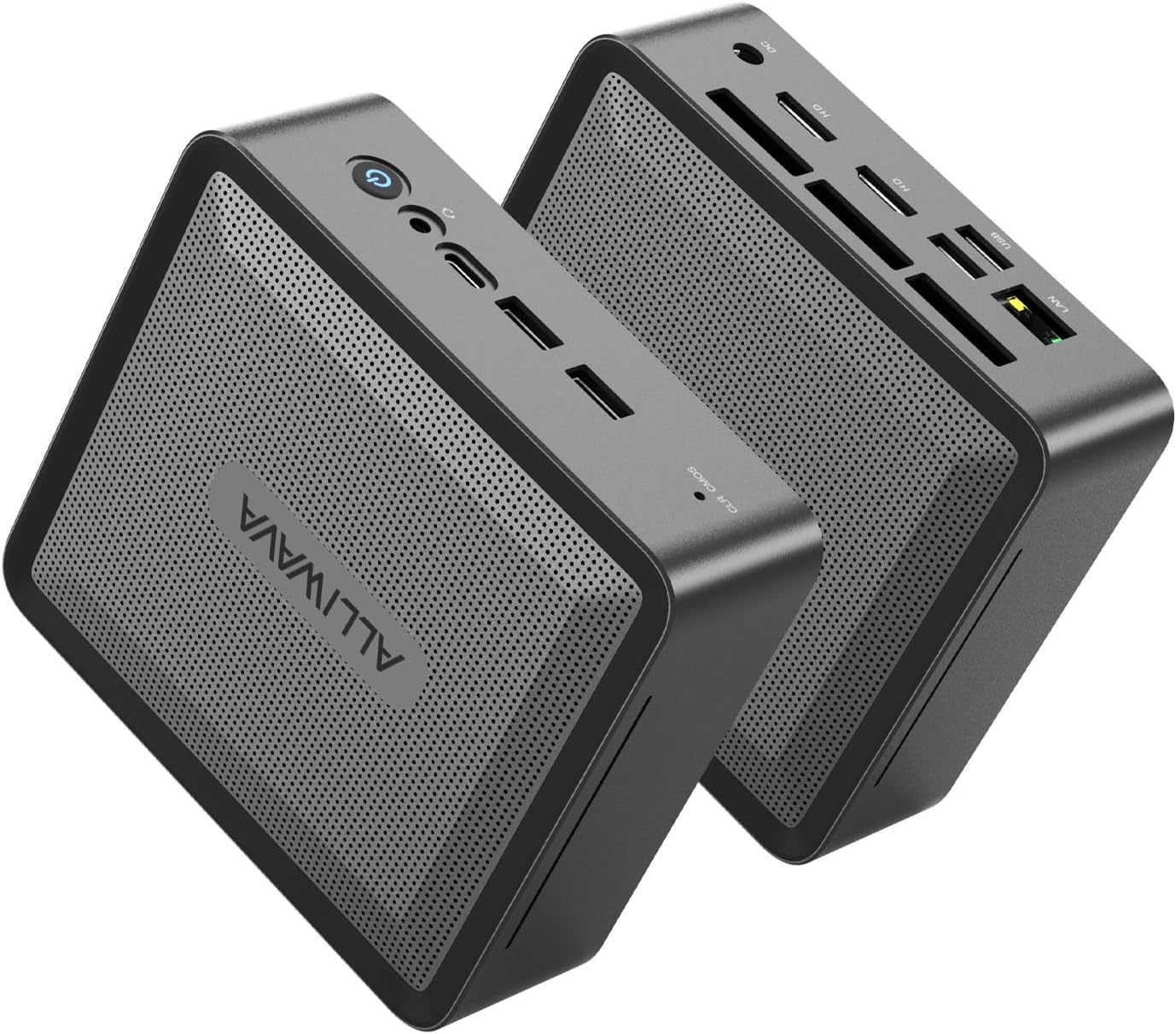 ALLIWAVA U58 Mini PC AMD Ryzen 7 5825U 32GB DDR4 512GB NVME SSD (8C/16T, tot 4,5 GHz), WiFi 6E & BT5.2, 2X HDMI & USB-C drievoudige 4K 60Hz uitgang, Thuiskantoor en Multimedia Computer