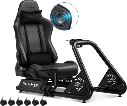 GTPLAYER Simulator Cockpit, SIM Racing Cockpit, racing simulator steering wheel stand with speakers, steering wheel and pedal rest - QUORE