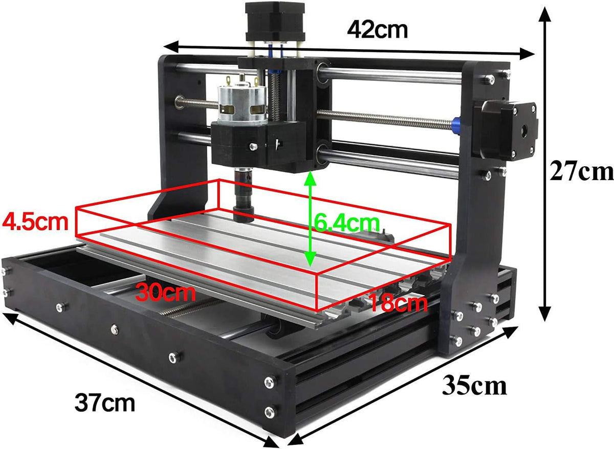 RATTMMOTOR CNC freesmachine 3018-Pro Max, 3 assen, CNC-frees-/graveermachine, GRBL besturing, 420 x 350 x 270 mm, ER11 voor PVC, PCB, houtsnijwerk, doe-het-zelf graveermachine