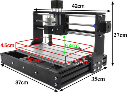 RATTMMOTOR CNC freesmachine 3018-Pro Max, 3 assen, CNC-frees-/graveermachine, GRBL besturing, 420 x 350 x 270 mm, ER11 voor PVC, PCB, houtsnijwerk, doe-het-zelf graveermachine