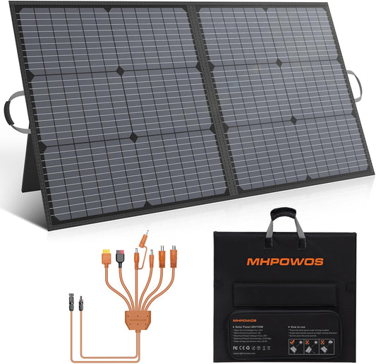Draagbaar zonnepaneel, 110 W, opvouwbaar zonnepaneel, IP67 waterdichte kit met 20 V uitgang, 23,5% rendement module voor draagbaar stroomstation, outdoor, camping, laptops, camper, camper