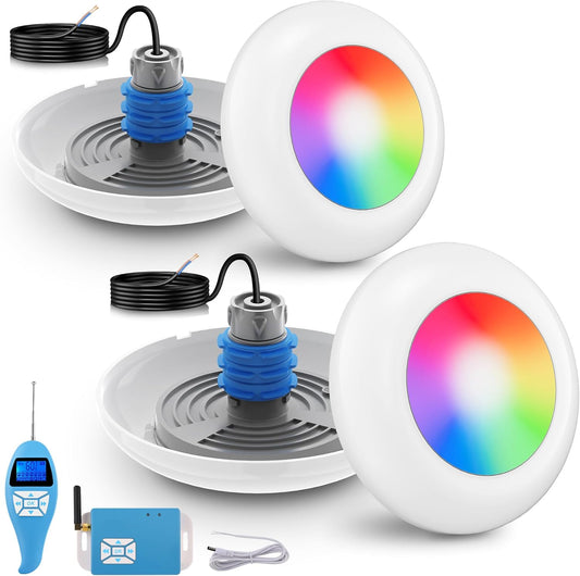 Led-Zwembadverlichting – Zwembadlamp, Zwembadspot, Onderwaterlamp, Onderwaterverlichting – 1,5 Inch Buitendraad Voor Betonzwembaden En Spa's – 15 W RGB – Synchrone Besturing Met Controller En Afstandsbediening