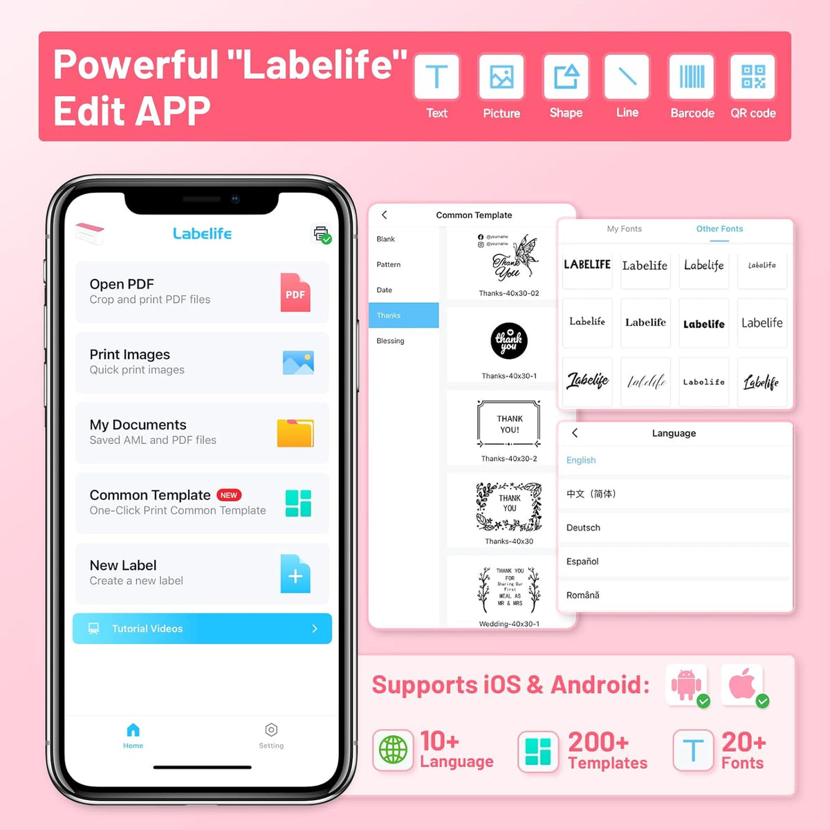 Phomemo Bluetooth thermische labelprinter voor verzendlabel, draadloze verzendlabelprinter, compatibel met iOS, Android, PAD en pc, veel gebruikt voor Amazon, Ebay, Shopify, TikTok, Etsy, USPS, FedEx,