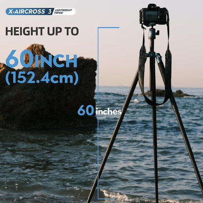 Fotopro 60 Inch Koolstofvezel Camera Statief met 360 Ball Head 1/4 Quick Release Plaat Lichtgewicht Professioneel Statief voor DSLR Opvouwbare Maat 360 Inch Max Laadt 10 kg