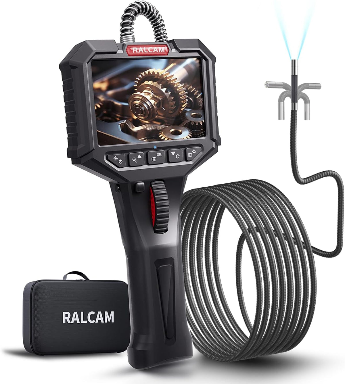 Ralcam Endoscoopcamera met licht, endoscoop, 8,5 mm, inspectiecamera, 3,5 inch, HD, 1080P, buiscamera, camera's met 8 leds, IP67 waterdicht, 3 m halfharde kabel, telescopische camera, autogereedschap