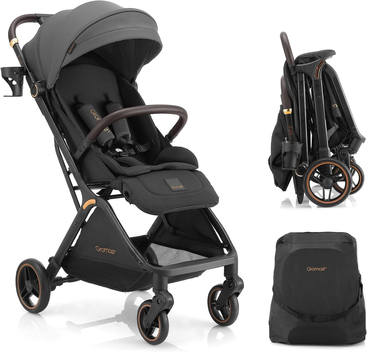 Gromast Wandelwagen van de baby A4 - Donkergrijs