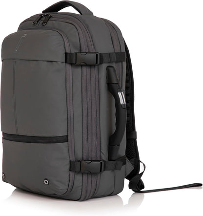 Vacuümreisrugzak | formaat handbagage koffer 55 x 35 x 25 & 55 x 40 x 20 cm | waterdicht | reistas laptop 17 inch | TSA-slot | wielen en trolley/bagageweeg/pomp optioneel, Grijs, 49cm, Met