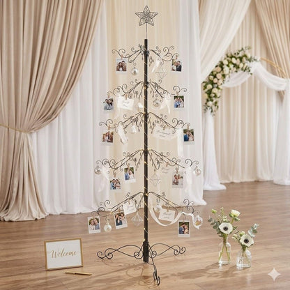 Metalen Decoratieboom – Ornamentenstandaard – Ornament Display Boom Stand – Kersthanger Houder – Decoratiestandaard – 213 Cm Hoog – 174 Haken – Zwart