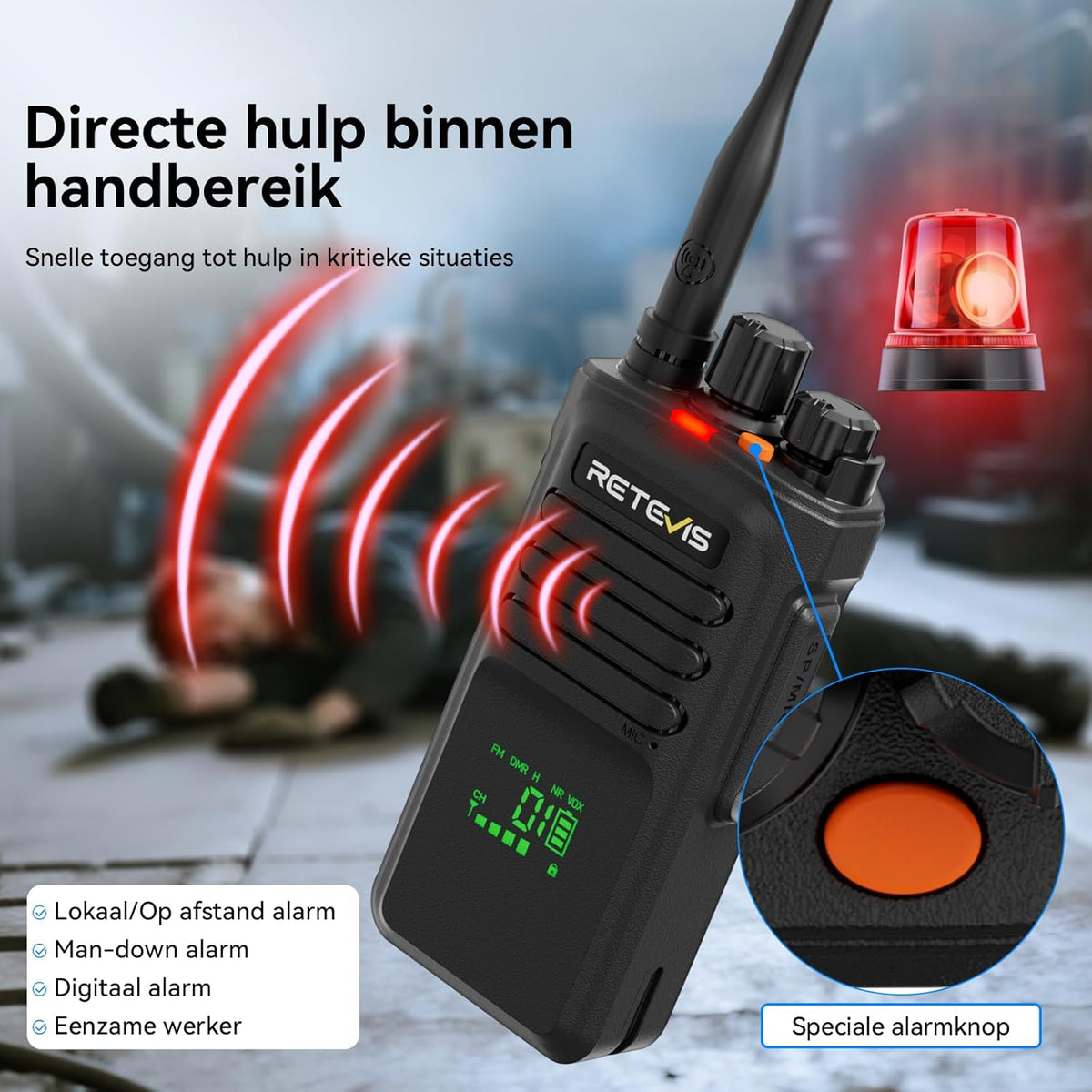Retevis NR40 Portofoons voor Volwassenen, DMR Portofoon met Groot Bereik, IP67 Waterdicht, 2800 mAh, Robuuste Portofoon voor Logistieke Dienstverleners en Vrachtvervoerders (Zwart, 1 Stuk)