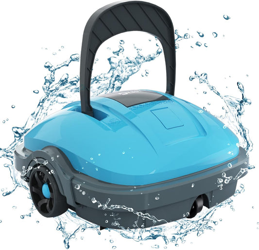 WYBOT zwembadrobot, zwembadstofzuiger met dubbele motor, zelfparkerend, sterke zuigkracht, automatische zwembadreiniger voor staand/ingebouwd zwembad tot 50 m² blauw
