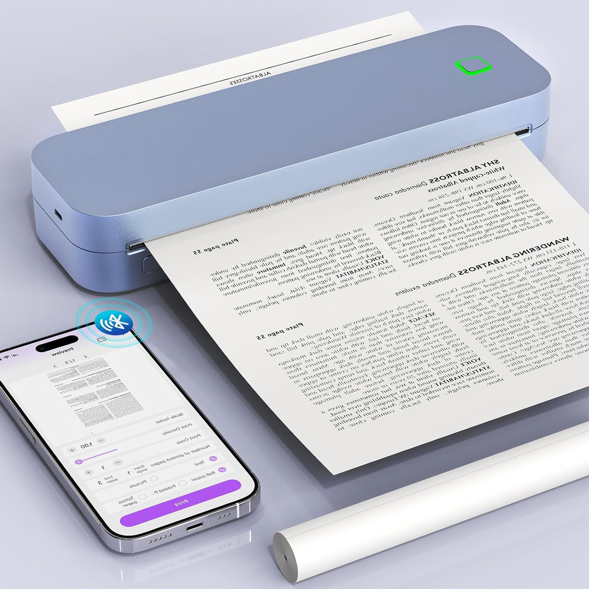 Draagbare A4 Thermische Printer – Inkjetvrij Printerapparaat – Mobiele Printer – Bluetooth Printer – Tattoo Printer – Compact Formaat – Milieuvriendelijk & Snelle Prints