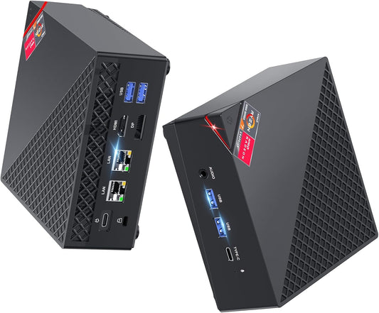 ACEMAGICIAN AM06Pro Mini-pc, AMD Ryzen 7 5700U (8C/16T, tot 4,3 GHz), 32 GB DDR4, 512 GB M.2 SSD, mini-computer met W-11 pro, 4K Triple Display, Type-C, dual ethernet, wifi 6, BT 5.2