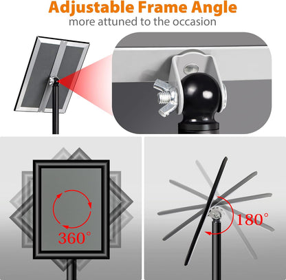 6-pack verstelbare bordhouder A4 aluminium postermenustandaard voor poster, menu, advertenties, verkoop, mededelingen, bewegwijzering (zwart, 6-pack)