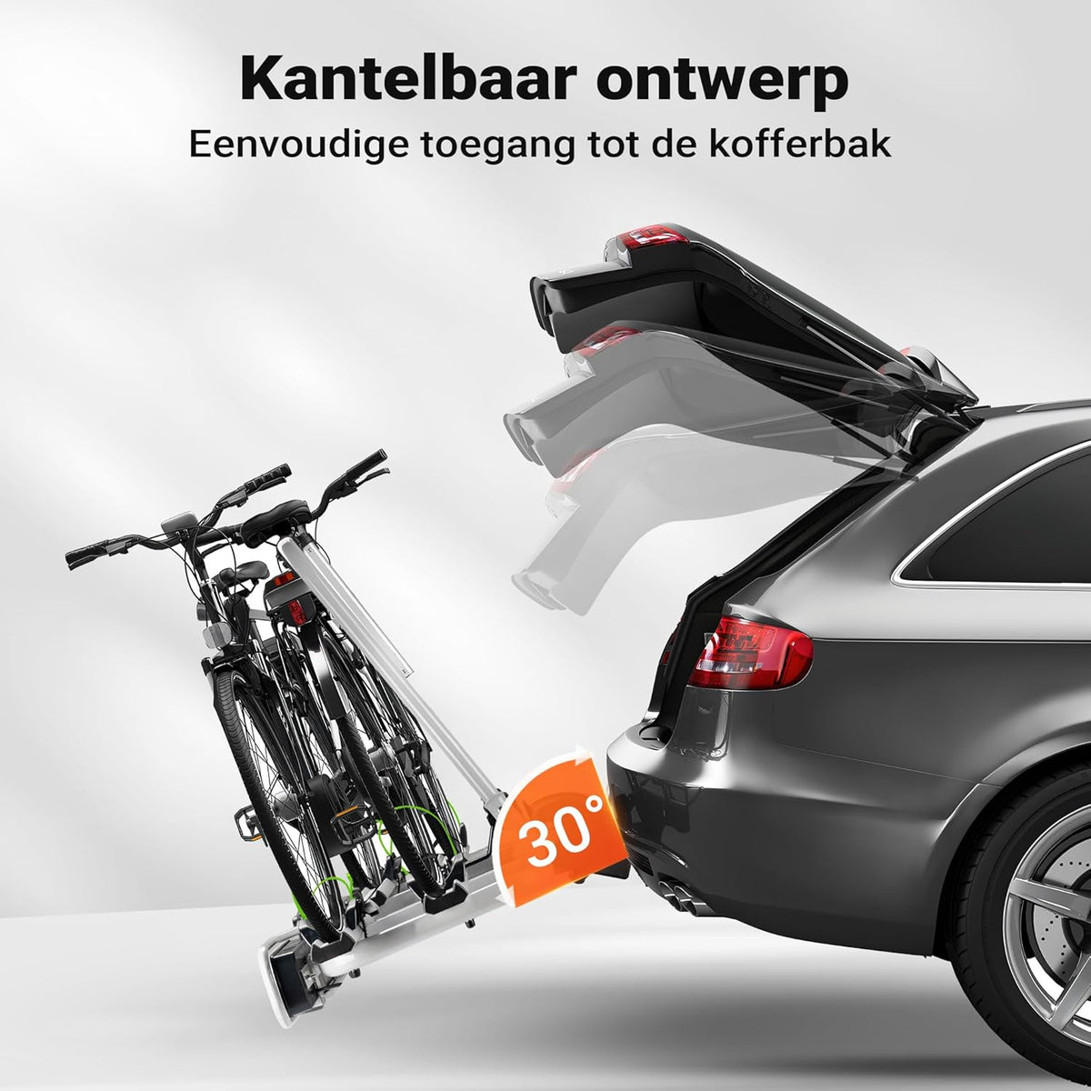 Wiltec Bicycle carrier for 2 bicycles up to 60 kg, folding carrier for bicycles e-bikes, bicycle carrier with anti-theft protection, bicycle carrier for tailgate with license plate and taillights - QUORE