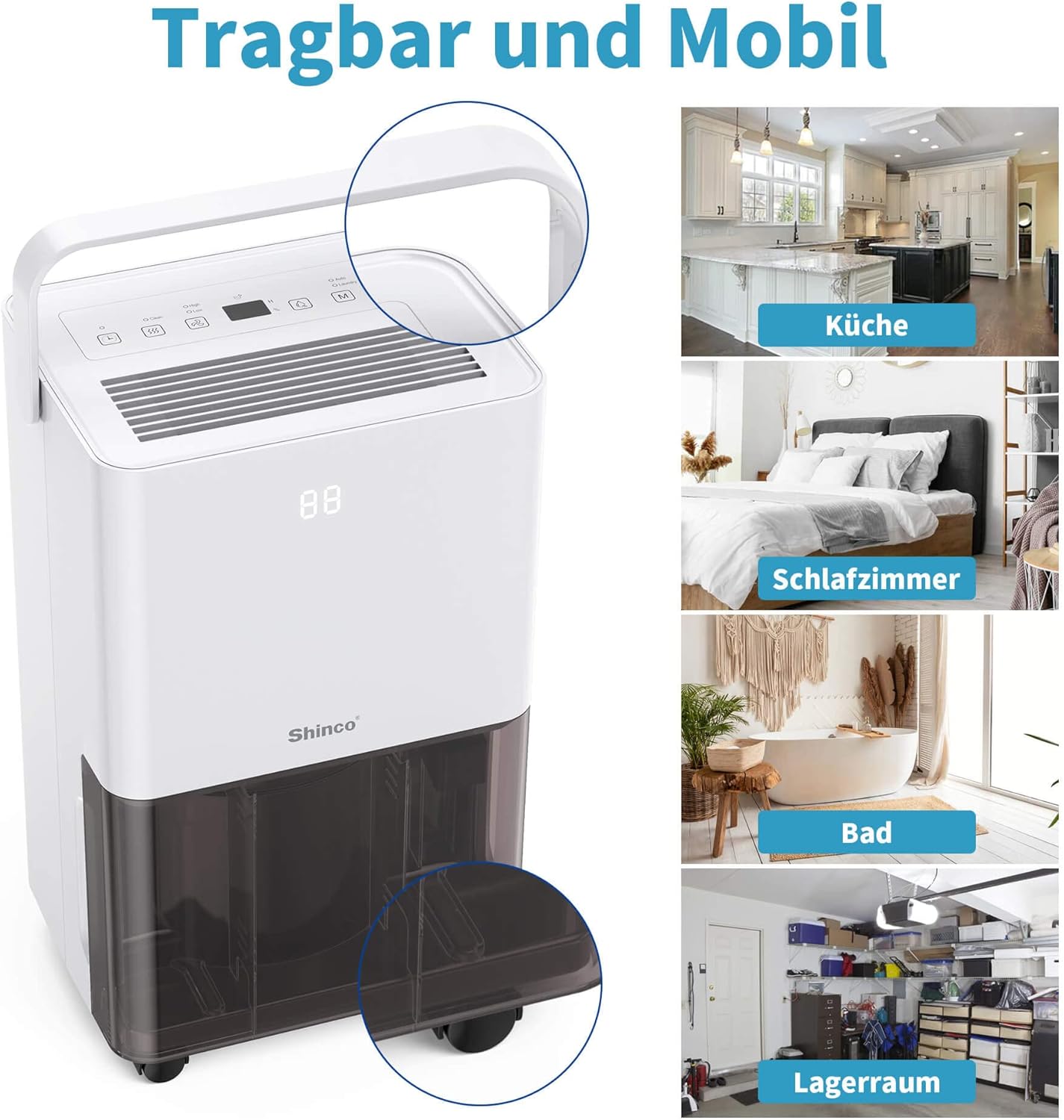 Luchtontvochtiger – Ontvochtiger – Kamerventilator – Vochtvreter – Vochtregelaar – Stil – 10 Liter per Dag – Geschikt voor 15 m²