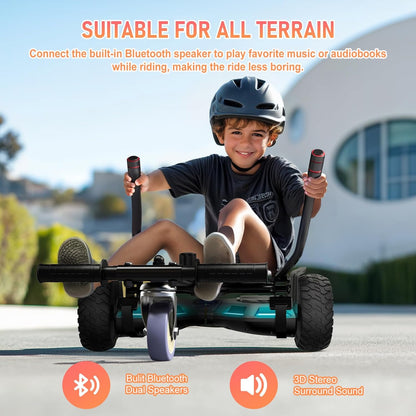 Scooter met zitting, 21,6 cm (8,5 inch), go-cart, combo met kleurrijke led-lampjes en bluetooth, voor kinderen, jongens, meisjes, volwassenen, alle leeftijden