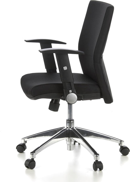 HJH Office Laguna Pro Professionele bureaustoel van stof, zwart, ergonomische draaistoel, inklapbare armleuningen, in hoogte verstelbaar