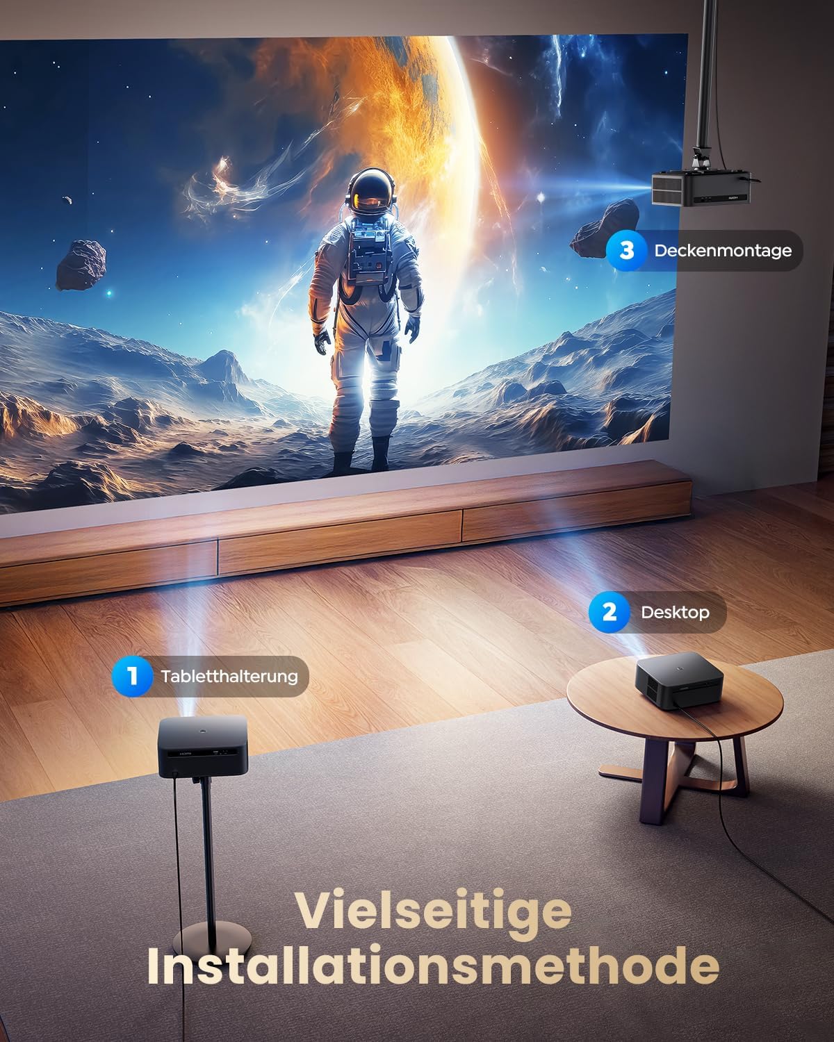 4K thuisbioscoopprojector [1200 ANSI | Google TV] Officiële licentie Netflix FHD 1080P 4K-beamer ondersteund, autofocus trapeziumcorrectie 20 W Smart Light