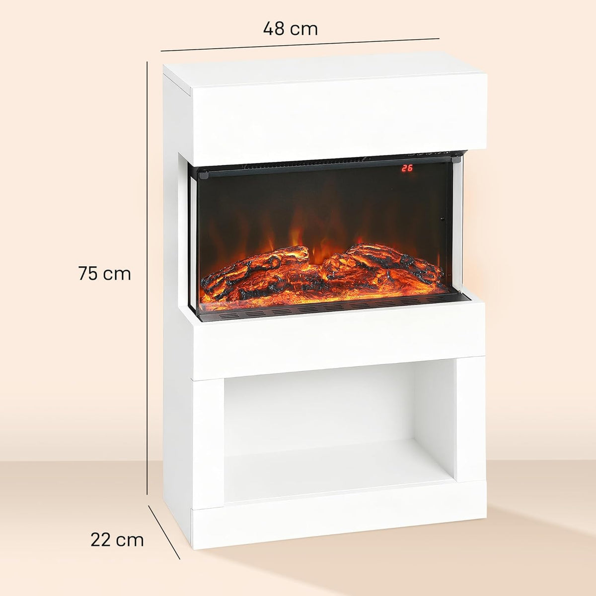 Elektrische Haard – Sfeerkachel – LED Inzethaard – Open Haard – Decoratieve Haard – 1000/2000 Watt Verwarming – Instelbare Thermostaat Met Timer