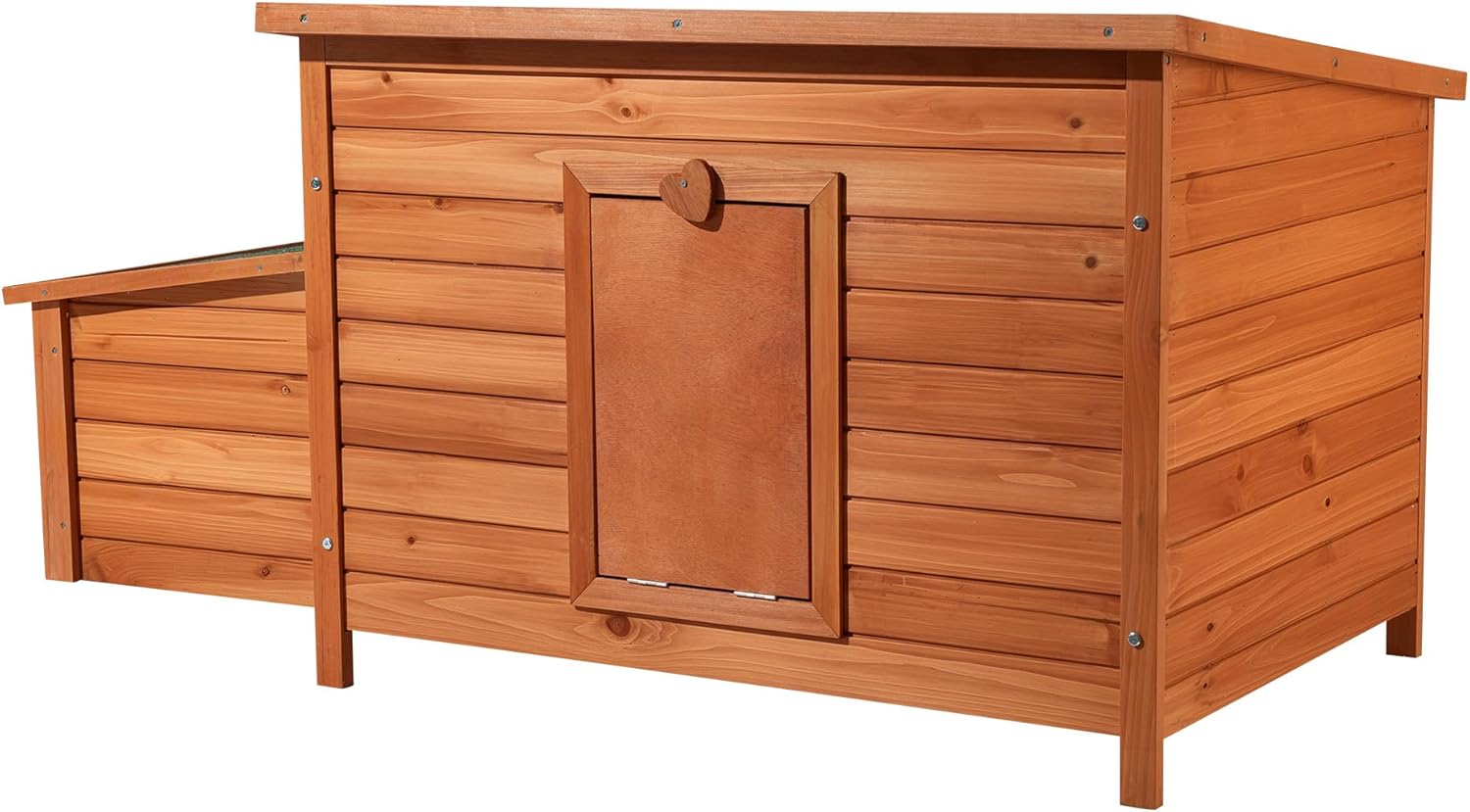 Wiltec chicken coop 1360 x 740 x 700 mm red brown with wooden nesting box, hens hutch with shelter, insulated roof and galvanized stool - QUORE