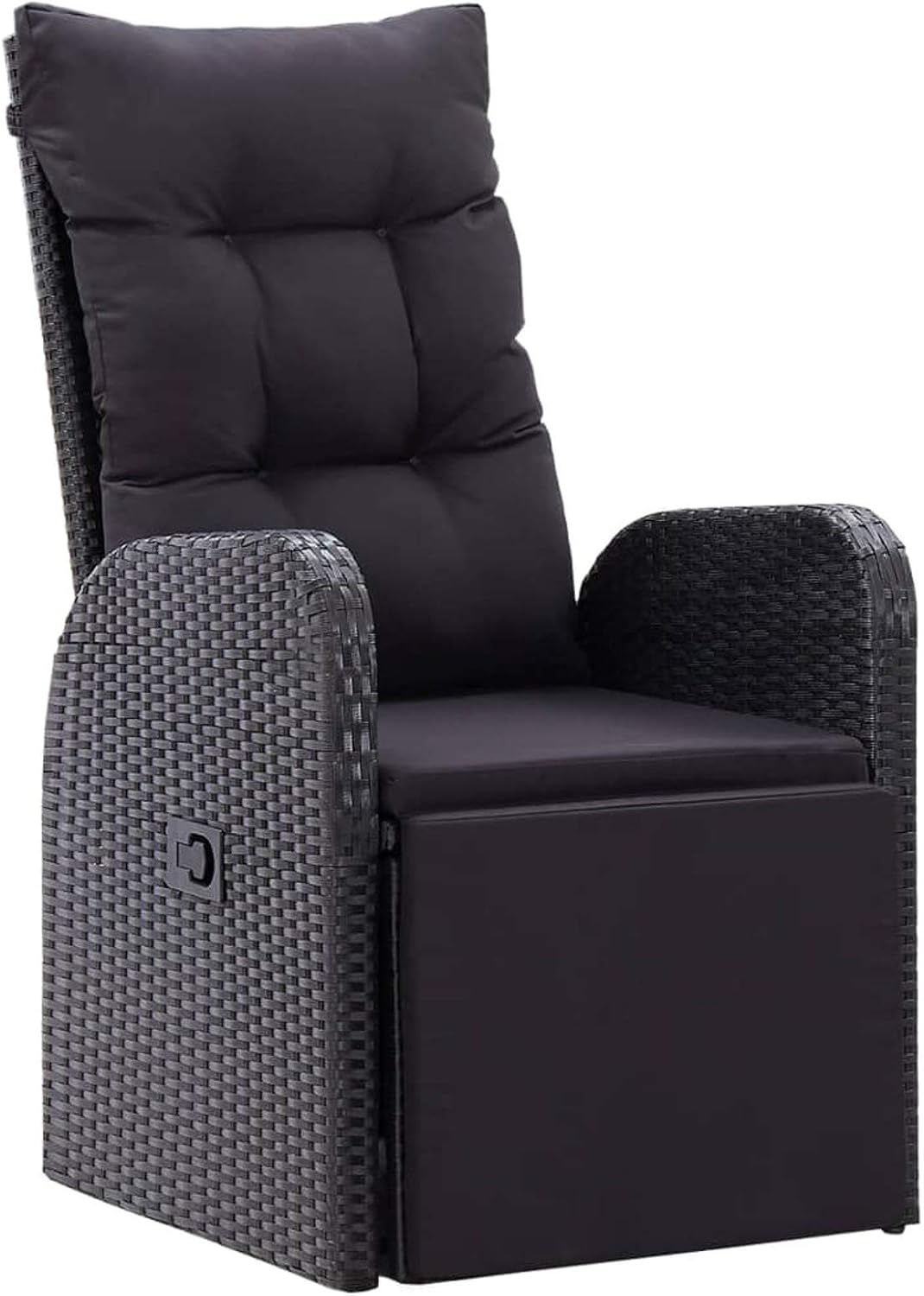 Tidyard Polyrattan Garden Chair with Backrest Black with Cushion Rattan Garden Chair 57 x 73 x 105 cm - QUORE
