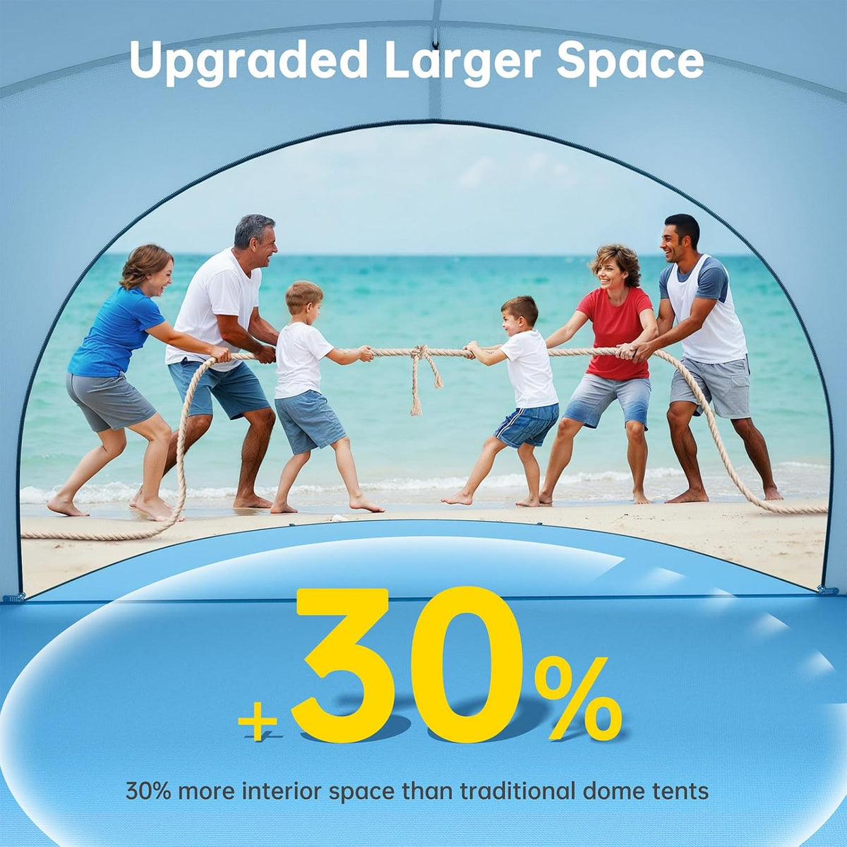 Raynesys Strandtent voor 1-6 personen, 2 deuren met ritssluiting, zonwering, uv-bescherming UPF50+, draagbare strandtent voor camping en vissen, blauw