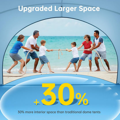 Raynesys Strandtent voor 1-6 personen, 2 deuren met ritssluiting, zonwering, uv-bescherming UPF50+, draagbare strandtent voor camping en vissen, blauw