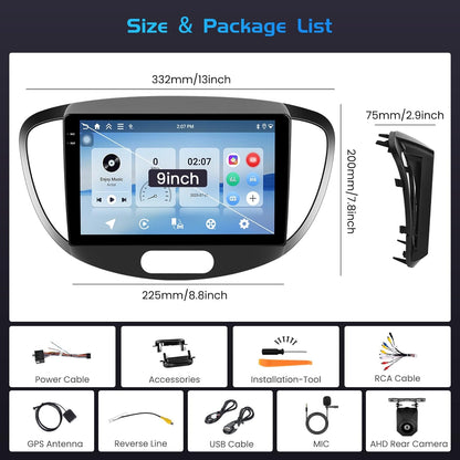 Autoradio – Auto Radio – Multimedia Systeem – Inbouw Radio – 1-DIN Radio – 9-Inch In-Cell Scherm – Android 15 – Draadloze CarPlay & Android Auto