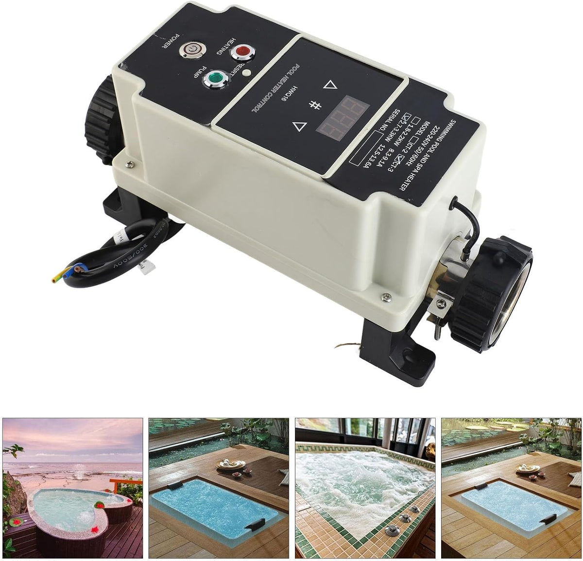Zwembadverwarming – Zwembadverwarmer – Waterverwarmer – Spa Verwarmer – Bubbelbad Verwarmer – 220-240V – 2,7-3,3 kW – Digitaal Display