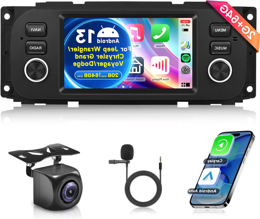 Android 2DIN Autoradio – Navigatiesysteem – Touchscreen Radio – Multimedia Speler – Auto Stereo – Android 13 – 5 Inch IPS Display – Wireless CarPlay & GPS Navigatie - QUORE